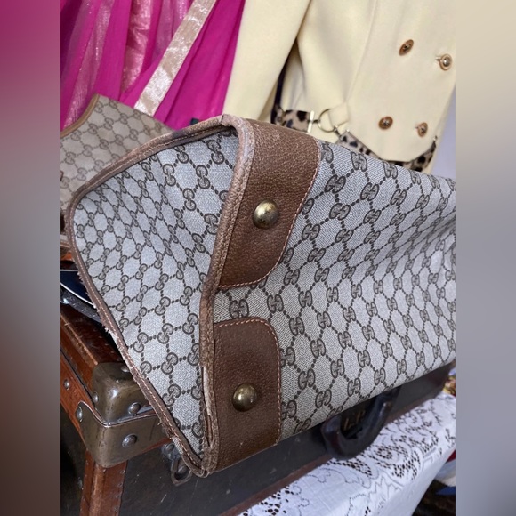 Rare Vintage GUCCI GG Monogram Tote Bag Purse Handbag Carry On Luggage Duffle GG - Picture 6 of 12